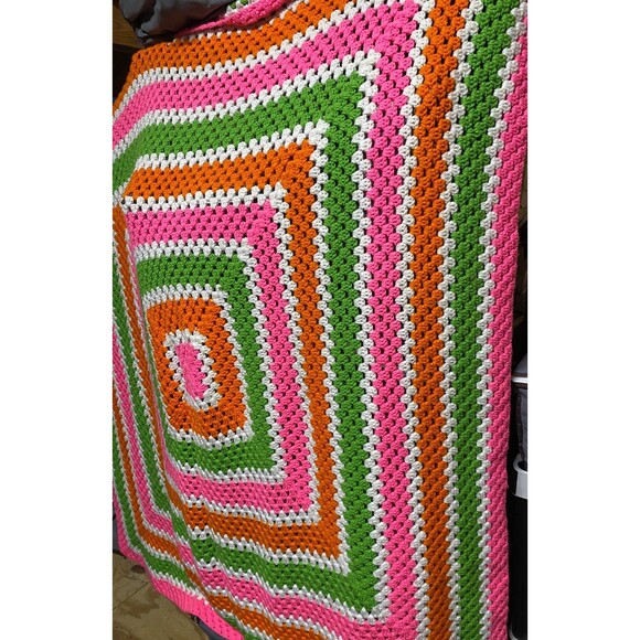 Large Handmade Crochet Granny Square Blanket Afgan 64X58In Handmade Multi Color - Picture 1 of 6